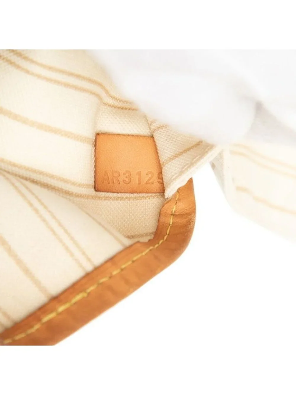 Louis Vuitton Damier Azur Neverfull MM Tote Shoulder Bag Ivory Leather